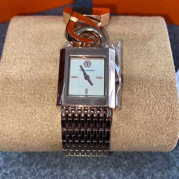 TORY BURCH SURREY ROSEGOLD LADIES LOCK WATCH, MESH BAND D6 - Picture 3 of 11